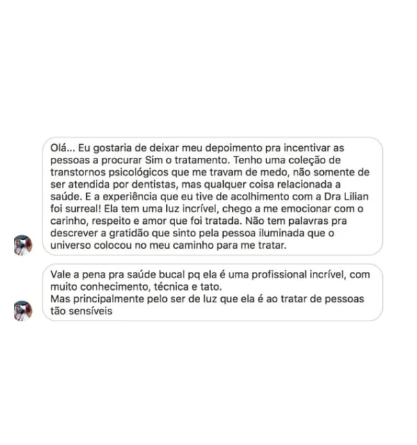 Print de mensagem no Instagram: @CRISMEDEIROS1304 conta que tem transtornos psicológicos que a travam de medo e que o acolhimento com a Dra. Lilian foi surreal